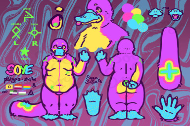 5_fingers 5_toes abstract_background ambiguous_gender ankle_tuft anthro arm_tattoo arm_tuft aromantic_pride_colors asexual_pride_colors belly belly_tattoo blonde_eyebrows blue_background blue_body blue_markings blue_skin body_hair breasts butt cheek_tuft chest_tuft circle_eyebrows claws color_swatch countershade_belly countershade_butt countershade_neck countershade_torso countershading digitigrade directional_arrow duck_bill eyebrows facial_tuft featureless_breasts featureless_crotch feet female fingers fluffy fur genderqueer_pride_colors glyphs green_eyes green_markings green_tattoo hand_behind_back happy_trail intersex_pride_colors leg_tuft lesbian_pride_colors lgbt_pride looking_at_viewer looking_up markings mouth_closed multicolored_body multicolored_eyes multicolored_fur navel_markings neck_tuft neon neurodiversity_pride_symbol nipple_markings no_navel nude_anthro open_mouth othala_rune overweight overweight_anthro overweight_female pansexual_pride_colors pink_background pink_body pink_eyes pink_fur pink_markings pink_mouth pink_tongue platypus_tail plurality pride_color_flag pride_colors pronouns purple_body purple_fur raised_hand rear_view rib_tattoo runes shoulder_tattoo shoulder_tuft simple_background smile solo sparklefur sparkles sparkling_body spiral_background star tail tail_markings tail_tuft tattoo text therian_symbol toe_claws toes tongue tongue_out tuft wrist_tuft yellow_body yellow_claws yellow_fur yellow_markings yellow_sclera soyesoye soye_(soyesoye) mammal monotreme platypus 2026 3:2 character_name colored constructed_language digital_drawing_(artwork) digital_media_(artwork) hi_res line_art model_sheet signature sitelen_pona species_name toki_pona_text