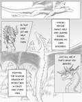 4:5 asian_mythology black_and_white claws comic comic_panel dialogue dragon east_asian_mythology eastern_dragon english_text european_mythology female feral flying forest fur fur_tuft group hair hi_res horn inner_ear_fluff line_art male mane mane_hair monochrome mythological_creature mythological_scalie mythology naya_(nuree_art) nuree_art outside plant raiden_(nuree_art) reevah_(nuree_art) scalie sketch speech_bubble spikes tail text tree trio tuft western_dragon wings