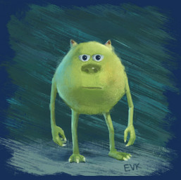 3_toes abstract_background anthro blue_eyes claws feet green_body hands_on_sides horn looking_at_viewer male mouth_closed poker_face relaxing simple_background skinny snout solo standing text toe_claws toes white_claws white_sclera evk disney monsters_inc pixar mike_wazowski alpha_channel english_text hi_res meme
