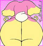2024 afrothicc720 anthro audino big_butt butt butt_focus digital_drawing_(artwork) digital_media_(artwork) generation_5_pokemon nintendo pink_background pink_body pokemon pokemon_(species) rear_view scut_tail short_tail signature simple_background solo standing tail thick_thighs white_tail