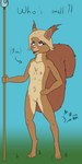 anthro blonde_hair blue_eyes breasts brown_body brown_fur female fluffy fluffy_tail fur genitals hair melee_weapon navel nude polearm pussy small_breasts solo spear tail warrioress weapon young young_female lonelywolfy quille mammal rodent sciurid tree_squirrel 1:2 2023 hi_res