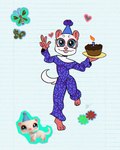 4:5 alternate_form anthro anthrofied blue_theme cake candle clothed clothing clown collage_(artwork) cool_colors dessert digital_drawing_(artwork) digital_media_(artwork) domestic_ferret female fire flower food fully_clothed gesture hand_gesture hasbro hat headgear headwear heart_symbol hi_res holding_food holding_object littlest_pet_shop lps_520 mammal mixed_media multiple_forms mustelid musteline party_hat plant plate real shaylastokesart solo sticker tail tongue tongue_out toy true_musteline v_sign weasel