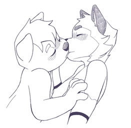 anthro blush blush_lines cheek_tuft countershade_ears countershading duo eyes_closed facial_tuft kissing male male/male markings passionate tuft young young_anthro young_male young_on_young anonymous_artist imnothere canid canine canis domestic_dog husky mammal nordic_sled_dog shiba_inu siberian_husky spitz