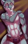 abs abstract_background anthro biceps biped bite biting_lip biting_own_lip blue_eyes briefs bulge clothed clothing countershade_face countershade_torso countershading eyebrows facial_markings fluffy fluffy_tail front_view fur grey_body grey_fur grey_hair grey_nose grey_tail hair half-closed_eyes hand_on_shoulder head_markings looking_away male markings multicolored_body multicolored_fur multicolored_hair muscular muscular_anthro muscular_male narrowed_eyes pecs pose self_bite snout solo standing tail teeth topless tuft two_tone_body two_tone_fur two_tone_hair underwear white_body white_countershading white_fur white_hair white_markings fcsimba fahleir argent_(fahleir) canid canine canis mammal wolf 2016 digital_media_(artwork) hi_res pinup portrait shaded soft_shading three-quarter_portrait