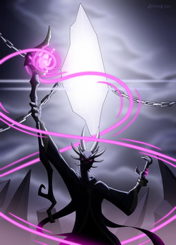 anthro bracelet chain claws clothing cloud coat crystal female glowing glowing_eyes horn jewelry lights night red_eyes shadow staff topwear zilonking activision mythology spyro_the_dragon cynder dragon mythological_creature mythological_scalie scalie 2026 absurd_res digital_drawing_(artwork) digital_media_(artwork) hi_res signature