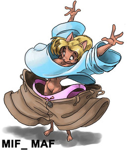4_fingers anthro blonde_hair breasts brown_body featureless_crotch female fingers hair shrinking simple_background size_transformation solo standing surprised transformation white_background mifmaf felid mammal 2006