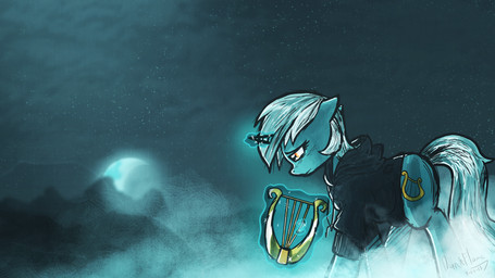 amber_eyes clothing cutie_mark female feral fog fur green_body green_fur hair horn lyre magic moon mountain multicolored_hair musical_instrument night plucked_string_instrument sad solo star string_instrument two_tone_hair darkflame75 friendship_is_magic hasbro my_little_pony mythology lyra_heartstrings_(mlp) equid equine mammal mythological_creature mythological_equine unicorn 16:9 2013 absurd_res hi_res widescreen