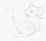 2015 claws female feral generation_1_pokemon genitals graphite_(artwork) looking_up lying mammal monochrome nintendo on_back open_mouth pencil_(artwork) pokemon pokemon_(species) presenting presenting_pussy pussy rattata rodent simple_background sketch solo spread_legs spreading teeth traditional_media_(artwork) white_background yaroul