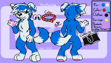 anthro biped black_clothing black_nose black_underwear blep blue_body blue_ears blue_fur blue_hair blue_tail_tip boxer_briefs chest_tuft clothing collar color_swatch digitigrade dipstick_ears dipstick_tail ear_markings ear_piercing ear_ring eye_through_hair floppy_ears fur gesture hair male markings multicolored_body multicolored_ears multicolored_fur multicolored_hair multiple_poses pawpads piercing pink_pawpads pose rear_view ring_piercing smile solo tail tail_markings text tongue tongue_out translucent translucent_hair tuft two_tone_body two_tone_ears two_tone_fur two_tone_hair underwear waving white_body white_ears white_fur white_hair white_inner_ear gaokun gao_(gaokun) border_collie canid canine canis collie domestic_dog herding_dog hybrid mammal nordic_sled_dog pastoral_dog samoyed sheepdog spitz 2015 7:4 english_text hi_res model_sheet watermark