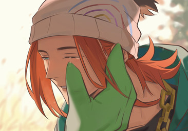 anthro beanie bodily_fluids caressing caressing_face caressing_head chain_necklace clothing crying duo hair hand_on_face hat headgear headwear hoodie jewelry long_hair male male/male necklace one_eye_closed sad shirt solo tears topwear wiping_tears laiweitui nintendo pokemon a_mu_(laiweitui) fang_yuan_(laiweitui) pokemon_trainer generation_3_pokemon human mammal pokemon_(species) reptile scalie sceptile hi_res