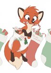 big_diaper candy candy_cane clean_diaper clothed clothing dessert diaper digitigrade female feral food gift hanging_from_wall holidays holly_(plant) legwear nail paws plant solo stockings wearing_diaper messyszop christmas jungledyret_hugo rita_(jungledyret) canid canine fox mammal hi_res