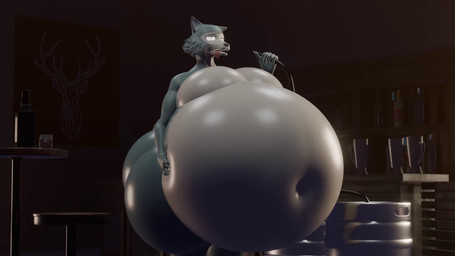 alcohol anthro bar_stool beer beer_keg belly beverage big_belly big_butt big_moobs bloated bottle bubble burping butt container fluffy fluffy_tail fur furniture glass grey_body grey_fur hand_on_belly holding_hose hose hose_inflation huge_belly hyper hyper_belly hyper_inflation inflation inside male moobs navel nude open_mouth overweight overweight_anthro overweight_male pink_tongue pitcher solo stool tail thick_thighs tongue tongue_out wide_hips fernkarrythewolf beastars legoshi_(beastars) canid canine canis mammal wolf 3d_(artwork) 3d_animation animated digital_media_(artwork) hi_res short_playtime webm