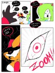 absurd_res anthro braixen clothing comic delphox delphox_wizard_(ponporio) dialogue duo english_text female generation_3_pokemon generation_6_pokemon gesture glowing glowing_eyes hat headgear headwear hi_res kirlia nintendo pokemon pokemon_(species) ponporio_(artist) text waving witch_hat