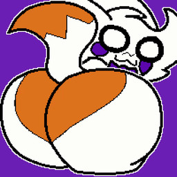 :3 ambiguous_gender anthro big_butt blush butt chibi fur head_tuft huge_butt looking_at_viewer multicolored_body multicolored_fur orange_body orange_fur presenting presenting_hindquarters purple_background rear_view simple_background smile solo tail tail_motion tailwag tuft twerking white_body white_fur choccobocco five_nights_at_freddy's five_nights_at_freddy's_world five_nights_at_frickbear's five_nights_at_frickbear's_(series) five_nights_at_frickbear's_3 scottgames lolbit_(fnaf) lolbit_(frickbear's) canid canine fox mammal 1:1 2026 animated colored digital_drawing_(artwork) digital_media_(artwork) loop