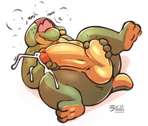 air_puff anthro ball_grab balls big_balls big_penis bodily_fluids butt butt_from_the_front countershade_feet countershade_scales countershading covered_eyes cum cumshot ejaculation erection feet floppy_ears fondling food genital_fluids genitals glans green_body green_scales hand_on_penis huge_balls huge_penis humanoid_genitalia humanoid_penis logo male penis scales self_fondle semi-anthro shadow short_tail simple_background soles solo sound_effects spread_legs spreading sweat sweatdrop tail tan_body tan_scales text white_background raburigaron mythology nintendo pokemon appletun dragon food_creature generation_8_pokemon mythological_creature mythological_scalie pokemon_(species) scalie 2023 artist_logo artist_name colored_sketch dated digital_drawing_(artwork) digital_media_(artwork) sketch