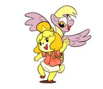 4_fingers anthro backpack bangs bell_hair_tie bent_leg black_eyes black_nose blonde_hair blonde_mane blush bottomwear brown_backpack brown_clothing brown_footwear brown_shoes button_(fastener) clothed clothed_anthro clothed_female clothing derp_eyes duo eyelashes facial_markings feathered_wings feathers female feral fingers flat_chested floppy_ears fluffy_ears footwear fully_clothed fully_clothed_anthro fully_clothed_female fur grey_body grey_fur grey_wings hair hand_pawpads head_markings long_mane lop_ears mane markings multicolored_hair no_eyebrows on_one_leg open_mouth open_smile orange_ears orange_hair pawpads pink_pawpads ponytail red_dress_shirt red_hair_tie red_tongue shoes simple_background skirt smile smiling_at_another standing tail teeth tongue two_tone_hair two_tone_tail white_background white_bottomwear white_clothing white_markings white_skirt wings yellow_body yellow_eyes yellow_fur yellow_tail cookieboy011 animal_crossing friendship_is_magic hasbro my_little_pony mythology nintendo derpy_hooves_(mlp) isabelle_(animal_crossing) canid canine canis domestic_dog equid equine mammal mythological_creature mythological_equine pegasus shih_tzu toy_dog 2020 colored crossover digital_drawing_(artwork) digital_media_(artwork) english_description shaded simple_shading