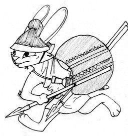 3_toes ancient anthro arm_tuft armor barefoot buckteeth cheek_tuft clothing crescent_shield ears_back elbow_tuft facial_tuft feet furgonomics headgear helmet holding_melee_weapon holding_object holding_polearm holding_shield holding_spear holding_weapon male melee_weapon military narrowed_eyes pivoted_ears plantigrade polearm running sheathed_sword sheathed_weapon shield short_sword simple_background soldier solo spear sword teeth toes toga tuft warrior weapon white_background labjer lagomorph leporid mammal rabbit 2016 graphite_(artwork) monochrome traditional_media_(artwork)