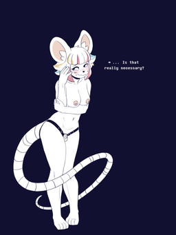 anthro breasts chastity_cage chastity_device chastity_strap embarrassed flat_chastity_cage genitals gynomorph highlights_(coloring) humiliation intersex metal_chastity_cage mouse_tail penis penis_humiliation small_penis small_penis_humiliation solo text wearing_chastity_cage wearing_chastity_device wide_hips dracozhilla patreon vivian_(rat) mammal mouse murid murine rat rodent 3:4 absurd_res hi_res url trans_(lore) trans_woman_(lore)