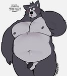 anthro balls belly big_belly black_nipples black_nose black_pawpads black_penis blush chin_piercing circumcised claws countershade_torso countershading erection facial_piercing front_view fur genitals grey_body grey_fur half-erect hand_behind_head head_markings humanoid_genitalia humanoid_penis labret_piercing lip_piercing looking_aside looking_away male markings moobs muscular muscular_male navel nipples nude open_mouth overweight overweight_anthro overweight_male pawpads penis piercing simple_background solo text thick_thighs tuft white_background white_claws haps adastra adastra_(series) echo_project amicus_(adastra) canid canine canis mammal wolf english_text hi_res