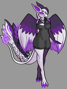 anthro black_body black_wings breasts claws clothing draalkyr dress feathers female fire fur keyhole_clothing keyhole_dress mature_female non-mammal_breasts opal_phoenix purple_body purple_eyes purple_wings solo white_body white_wings wings nacl9696 yurvelk european_mythology greek_mythology mythology gwen_(yurvelk) avian dragon furred_dragon furred_scalie hybrid mythological_avian mythological_bird mythological_creature mythological_firebird mythological_scalie phoenix scalie 3:4 hi_res