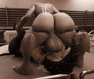 anal anthro balls big_balls big_butt bodily_fluids butt cum cum_inside dominant duo eyewear from_front_position genital_fluids genitals glasses huge_balls huge_butt lying male male/male male_penetrated male_penetrating male_penetrating_male mating_press messy penetration penis sex gabrielarchgod fallout halo_(series) microsoft xbox_game_studios goliath_deathclaw_(subbyclaw) alien deathclaw sangheili scalie 3d_(artwork) digital_media_(artwork) hi_res