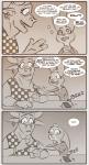 2016 anthro beverage bovid bovine clothed clothing comic dialogue disney duo electronics english_text fan_character female hi_res july_hopps_(mistermead) katherine_clawhauser_(mistermead) lagomorph leporid mammal phone piercing rabbit rockbottomfeeder simple_background text true_buffalo water_buffalo zootopia