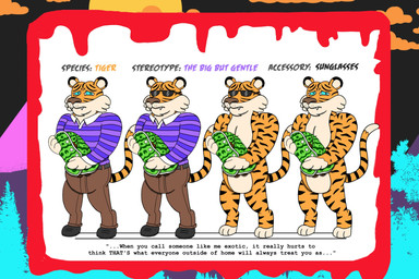 1980s_theme accessory_only anthro black_clothing black_footwear black_shoes blood blue_eyes bodily_fluids bright_colors casual_nudity cheek_tuft chest_tuft clothing dress_pants eyewear facial_tuft fangs footwear frown fur head_tuft horror_(theme) humor indian male muscular no_genitals nude orange_body orange_fur pattern_clothing pattern_shirt pattern_topwear purple_clothing purple_shirt purple_topwear quote round_ears rugby_shirt shirt shoes solo south_asian striped_clothing striped_shirt striped_topwear stripes sunglasses sweater tail teeth text topwear tuft alystairphantem the_party_animals ajay_panja_(the_party_animals) felid mammal pantherine tiger unknown_species 3:2 absurd_res english_text hi_res model_sheet