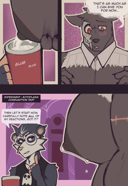 3_panel_comic 5_fingers anthro arm_scar big_muscles big_nipples big_pecs bodily_fluids bone bottomwear breast_milking clothing dialogue duo eyewear fingers fur glasses huge_pecs lactating larger_male male male/male male_lactation male_milking milk milk_in_cup musclegut muscular muscular_anthro muscular_male navel nipples orange_eyes pants pec_squeeze pecs purple_eyes round_glasses scar size_difference skull speech_bubble squeezing_pec sweat text topwear torn_clothing torn_topwear king_slabu adrian_(king_slabu) nolan_(king_slabu) american_opossum canid canine canis domestic_dog mammal marsupial spirit virginia_opossum absurd_res comic digital_media_(artwork) english_text hi_res