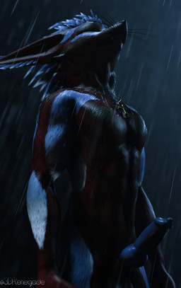 abs animal_genitalia animal_penis ankh anthro balls blue_body blue_fur brown_body brown_fur egyptian erection fur genitals hair knot male multicolored_body multicolored_fur multicolored_hair muscular muscular_male penile penis raining red_body red_fur relaxing sheath solo tail wet wet_body 3drenegade isaacjexo deity jex rexouium 3d_(artwork) absurd_res digital_media_(artwork) hi_res