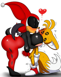 age_difference anthro areola balls bending_down bent_over big_breasts black_lipstick blush bodily_fluids breasts cosplay crossover_cosplay duo erect_nipples erection eyes_closed female french_kissing genitals handjob heart_symbol huge_breasts kiss_mark kissing larger_female lipstick lipstick_fetish lipstick_on_face makeup male nipples older_female penile penis saliva sex simple_background size_difference smaller_male smeared_lipstick smile sweat tongue tongue_out twitching white_background young young_anthro younger_male conditional_dnp digitaldomain123 batman_(series) dc_comics sega sonic_the_hedgehog_(series) harley_quinn miles_prower rouge_the_bat bat canid canine fox mammal 2017 crossover digital_media_(artwork) hi_res