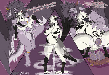 animal_genitalia animal_penis anthro back_wings ball_tuft balls beak big_balls big_breasts bodily_fluids breast_pregnancy breast_squish breasts crouching cum cum_in_vagina cum_inside cum_on_ground dialogue dominant dominant_male duo ear_piercing egg egg_from_vagina ejaculation equine_genitalia equine_penis excessive_cum excessive_genital_fluids female fluffy flying flying_sex frenum_ladder frenum_piercing furgonomics furry-specific_piercing genital_fluids genital_piercing genitals glyphs gold_(metal) hair hand_on_belly held_by_waist horn hybrid_genitalia hybrid_penis jewelry knot knotted_equine_penis knotted_penis knotting ladder_piercing leaking_cum long_hair long_tail male male/female mane multiple_piercings navel onomatopoeia oviposition penetration penis penis_piercing piercing pillow plap pregnant pregnant_female ring sex sheath sheath_piercing size_difference smoke sound_effects species_transformation spread_wings squish tail text tongue tongue_piercing transformation transformation_through_sex tuft unusual_pregnancy vaginal vaginal_penetration winged_arms wings womb_tattoo zap_redfield mythology rahim_(zap_redfield) avian bird canid canine canis corvid dragon gryphon hybrid mammal mythological_avian mythological_creature mythological_scalie oscine passerine scalie wolf absurd_res hi_res