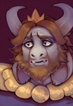 anthro beard blonde_hair crown facial_hair fangs hair headgear horn long_ears male mature_anthro mature_male simple_background solo teeth lilaira undertale undertale_(series) asgore_dreemurr boss_monster_(undertale) bovid caprine mammal 2015 hi_res