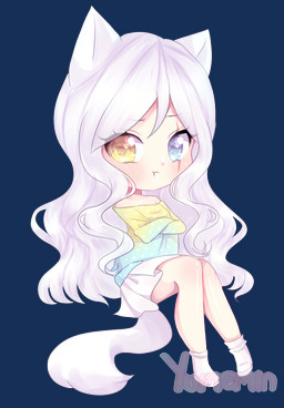 bottomwear clothing crossed_arms female hair heterochromia looking_at_viewer pouting shirt skirt solo tail topwear yumemin animal_humanoid humanoid alpha_channel