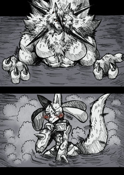 abs amber_eyes anthro barazoku black_claws blush claws clothed clothing dipstick_ears duo ear_markings ear_piercing eye_patch eyewear fingers first_person_view fluffy fur gesture goggles hair looking_at_viewer male male_anthro multicolored_ears muscular muscular_anthro muscular_male muscular_thighs navel neck_tuft pecs piercing pool pose sauna simple_background smile spiky_hair spread_arms swimming_goggles tail topless tuft water wet wet_body jwbash chainsaw_man game_freak i'll_teach_you_everything_(chainsaw_man) nintendo pokemon kyoto_rex canid canine dusk_lycanroc generation_4_pokemon generation_7_pokemon lucario lycanroc mammal pokemon_(species) 2025 absurd_res hatching_(art) hi_res meme shaded watermark