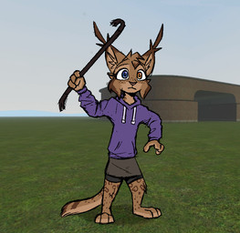 3_toes 4_fingers ambiguous_anthro ambiguous_gender anthro barefoot biped blue_eyes brick brown_body brown_fur brown_spots brown_tail building cheek_tuft clothed clothed_anthro clothing crowbar detailed_background ear_tuft facial_tuft feet fingers freckled_face freckles fully_clothed fully_clothed_anthro fur gm_flatgrass grass head_tuft heterochromia holding_crowbar hoodie male orange_eyes plant purple_clothing purple_hoodie purple_topwear screencap screencap_background spots standing tail toes tools topwear tuft theblueberrycarrots garry's_mod marc_(theblueberrycarrots) felid feline lynx mammal digital_drawing_(artwork) digital_media_(artwork)
