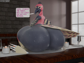 anal_request anthro big_butt bodily_fluids butt feathers female furniture holidays huge_butt hyper hyper_butt multicolored_body multicolored_feathers on_table oral_request rear_view requesting rimming_request sex_request sitting sitting_on_table solo sweat sweaty_butt table text thick_thighs greg_(artist) thanksgiving ruby_(greg) avian bird galliform peafowl phasianid 3d_(artwork) 4:3 blender_(artwork) blender_cycles_(artwork) digital_media_(artwork) english_text hi_res