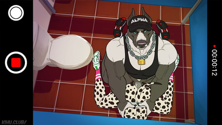 ambiguous_gender ambiguous_penetrated anal anal_penetration anthro anthro_on_anthro anthro_penetrated anthro_penetrating anthro_penetrating_anthro balls bathroom biceps black_body black_fur blue_eyes bottomless chain chain_jewelry chain_necklace clothed clothing duo erection footwear fur genitals grey_body grey_fur hat headgear headwear humanoid_genitalia humanoid_penis jewelry kneeling legwear lock looking_at_viewer male male/ambiguous male_focus male_penetrating male_penetrating_ambiguous muscular muscular_male necklace penetration penile penile_penetration penis recording sex shirt shoes smile socks tank_top text topwear understall white_body white_fur kihu daxx_(shirteater18) canid canine canis dalmatian domestic_dog mammal pit_bull 2020 alternate_version_at_source english_text