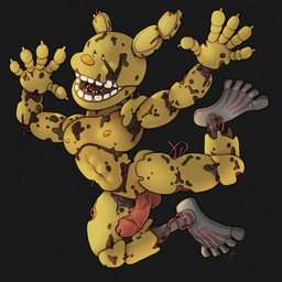 abs action_pose anthro erection genitals machine male muscular muscular_male penis pink_penis pose robot_legs simple_background small_eyes small_nipples smile solo vein veiny_penis yellow_body ravuer five_nights_at_freddy's five_nights_at_freddy's_3 scottgames springtrap_(fnaf) animatronic lagomorph leporid mammal rabbit robot 1:1 hi_res