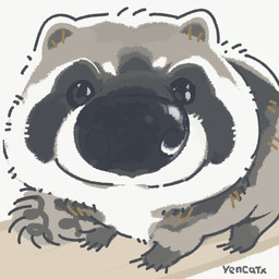black_eyes black_nose chibi feral grey_body humor simple_background solo white_body yencatx mammal procyonid raccoon 1:1 2022 meme