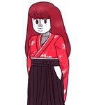 anthro asian_clothing clothing east_asian_clothing female hands_behind_back japanese_clothing kimono simple_background solo white_background wazzaldorp real_axolotl_hours koi-chan amur_carp carp cyprinid cypriniform fish koi marine typical_carp 2020 hi_res