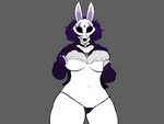 clothing female gloves hair handwear mask panties purple_hair solo teasing teeth underwear white_body infernaltanuki neon_white neon_violet human mammal 4:3 hi_res