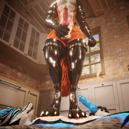 animal_genitalia animal_penis anthro anthro_on_anthro armwear balls biped black_body black_clothing black_fur blue_body blue_fur blue_penis bodily_fluids canine_genitalia canine_penis claws clothed clothing crush cum cum_dripping_from_penis cum_on_feet cum_on_penis cum_on_toe depth_of_field dominant duo erection feet flat_balls foot_crush foot_fetish foot_on_belly foot_on_chest foot_play fur genital_fluids genitals grey_body grey_fur hair hand_on_penis hindpaw inside knot latex latex_armwear latex_clothing latex_legwear latex_thigh_highs legwear male male/male multicolored_body nude open_mouth orange_body orange_fur orgasm paws penis reflection sex slim slim_anthro slim_male slim_sub smile standing standing_on_another submissive submissive_male tail thigh_highs trampling white_body white_fur dragonplayer blender_cycles dragonplayer_(character) octo_(octothekitsune) canid canine canis fox hybrid jex mammal rexouium 1:1 3d_(artwork) absurd_res blender_(artwork) digital_media_(artwork) hi_res