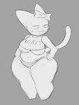 big_butt breasts butt clothing crop_top female overweight overweight_female shirt simple_background solo thick_thighs topwear under_boob white_background wide_hips anonymous_artist 4chan moot domestic_cat felid feline felis mammal black_and_white monochrome