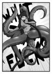 biobasher black_and_white clothed clothing comic dialogue english_text female hair hi_res monochrome mutation open_mouth parasite science scientist solo tentacles test_subject text transformation unconscious