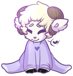 ambiguous_gender anthro clothed clothing fur hair horn simple_background sitting smile solo speech_bubble toddler young young_anthro monsterbunny bovid caprine mammal 2015 archived_source digital_drawing_(artwork) digital_media_(artwork)