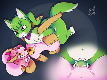 5_toes animal_genitalia animal_penis anthro areola balls barefoot black_nose blush bodily_fluids breasts canine_genitalia canine_penis clitoris clothed clothing cum cum_in_vagina cum_inside duo erection feet female female_penetrated flat_chested fluffy fur genital_fluids genitals green_body green_fur gynomorph gynomorph/female gynomorph_penetrating gynomorph_penetrating_female hair humanoid_feet intersex intersex/female intersex_penetrating intersex_penetrating_female kerchief knot loli multicolored_body multicolored_fur nipples nude penetration penile penile_penetration penis penis_in_vagina pink_body pink_fur plantigrade ribbons sex simple_background smile tail toes two_tone_body two_tone_fur vaginal vaginal_penetration vulva white_body white_fur yellow_body yellow_fur young young_anthro young_female young_on_young e-01 tory_(backup4now) zero_one canid canine canis lagomorph leporid mammal rabbit wolf zerian_(species) 4:3 digital_media_(artwork) hi_res