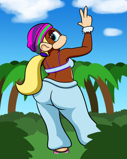anthro bedroom_eyes big_butt butt clothed clothing female half-closed_eyes midriff narrowed_eyes seductive solo marcodile donkey_kong_(series) nintendo tiny_kong haplorhine mammal monkey primate 4:5 absurd_res digital_media_(artwork) hi_res
