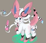 buttplug female feral genitals plug_(sex_toy) presenting presenting_pussy pussy ribbons sex_toy solo dreaming_dusk nintendo pokemon fan_character eeveelution generation_6_pokemon pokemon_(species) sylveon hi_res