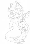 anthro big_butt biped butt feet female hand_on_butt looking_back nude open_mouth sitting soles solo stirrup_(marking) big-e6 samurai_pizza_cats polly_esther domestic_cat felid feline felis mammal black_and_white hi_res monochrome