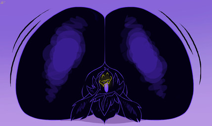 arm_tuft big_butt blush bottom_heavy bubble_butt butt butt_from_the_front chest_tuft front_view ghost_tail gradient_background hand_on_head huge_butt hyper hyper_butt looking_at_viewer male motion_lines neck_tuft purple_background purple_body simple_background solo tongue tongue_out tuft yellow_eyes yellow_mouth schplingnops a_hat_in_time snatcher_(ahit) ghost humanoid spirit 2024 hi_res